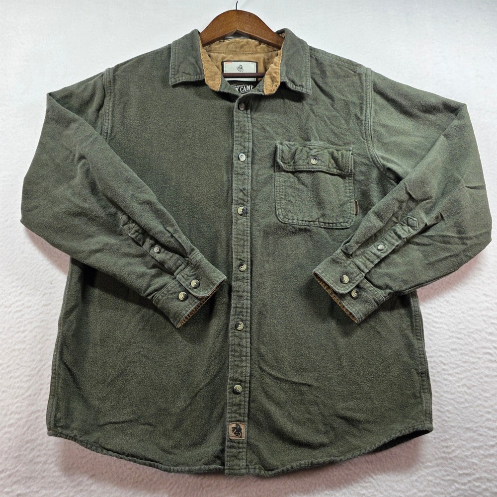Legendary Whitetails Men's Buck Camp Flannel Shirt Olive Green Cotton Large 6464